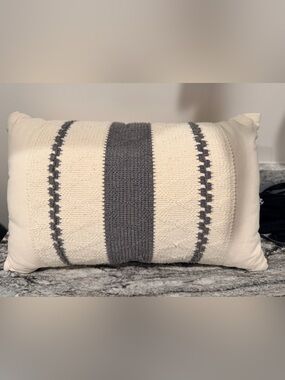 Neutral Grey Farmhouse Lumbar Decorative Throw Pillow